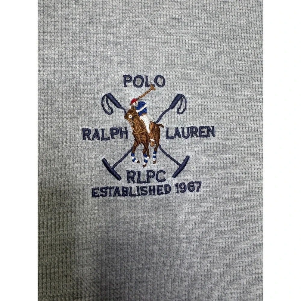 Polo Ralph Lauren Mens 2XL Grey Waffle Knit Long Sleeve Sleep Shirt RLPC Crest